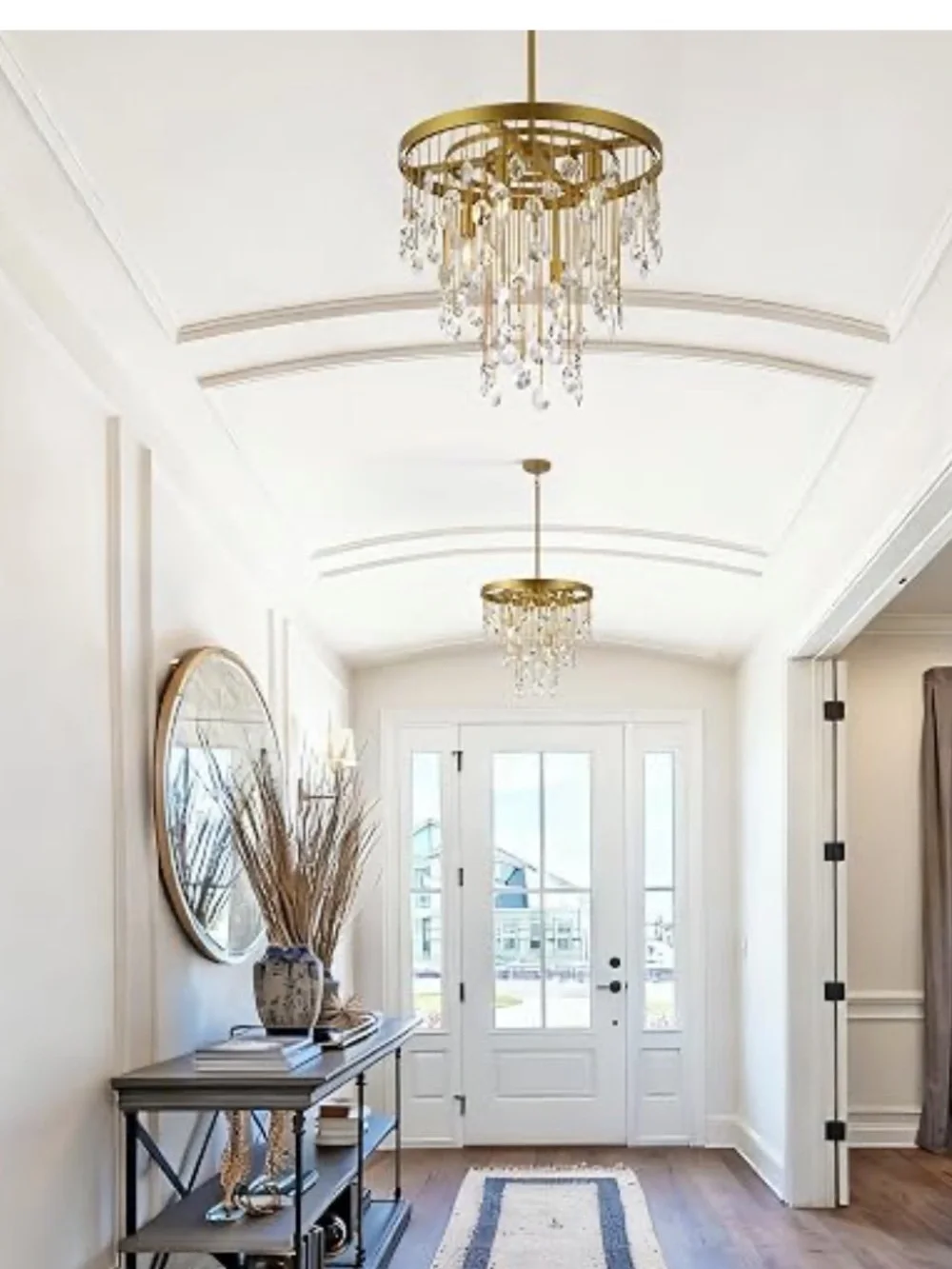 NIB CNRATYE Clear Hand Cut Crystal Round Chandelier Light 4-Light Modern Gold